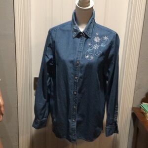 Basic Addition blue Jean button down. Size large